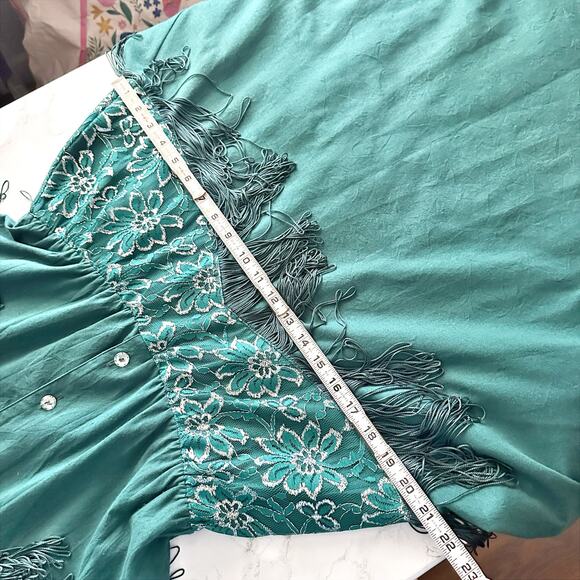 Vintage Lilia Smitty Forest Green Western Midi Dress size 11/12 modern size 8 - Picture 14 of 16